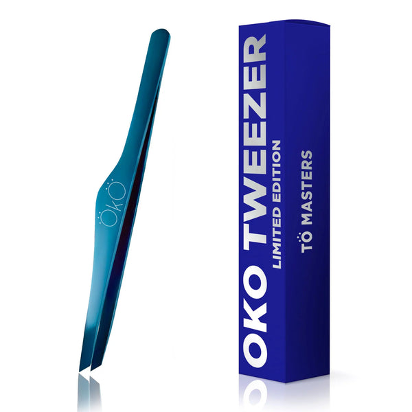 OKO Eyebrow Tweezers Beveled Blue Magic Premium