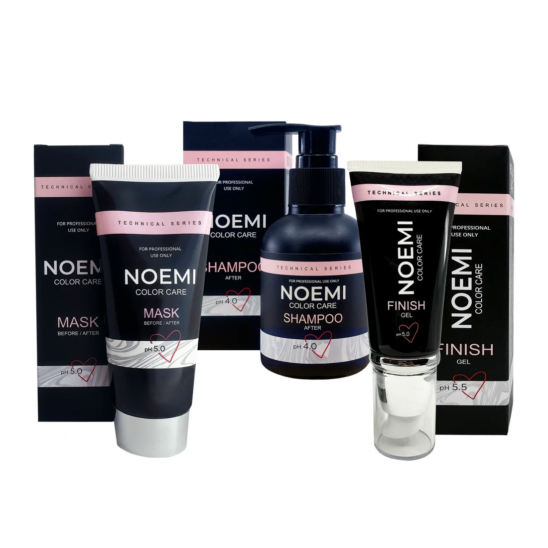 Noemi color care set: Color Care Shampoo, Mask, Finish Gel