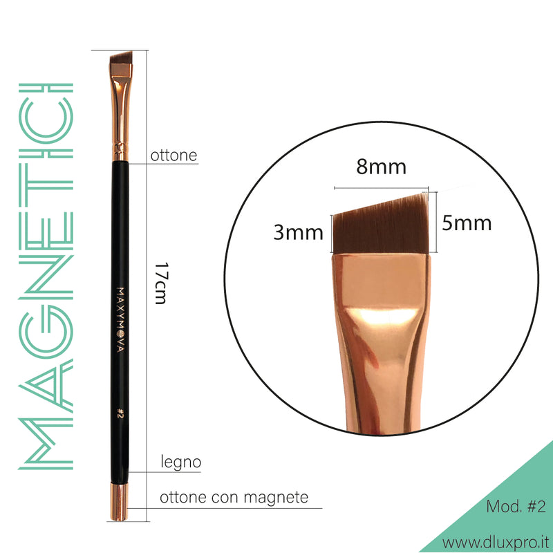 Maxymova Professional Brush N.2 With Magnet for eyebrow coloring with henna and dyes, angled, thin