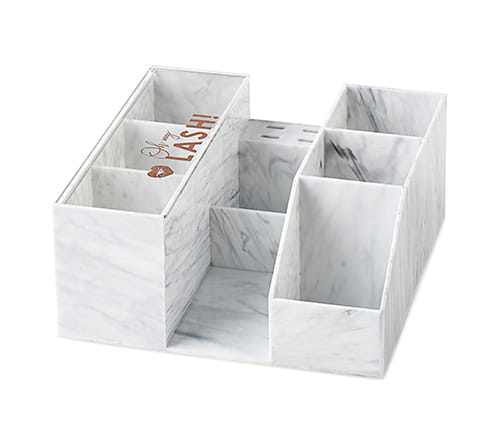 Lash organizer white marble