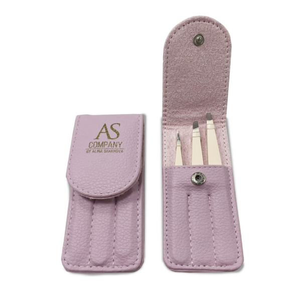 Light Pink Set of 3 hand-sharpened tweezers, AS company